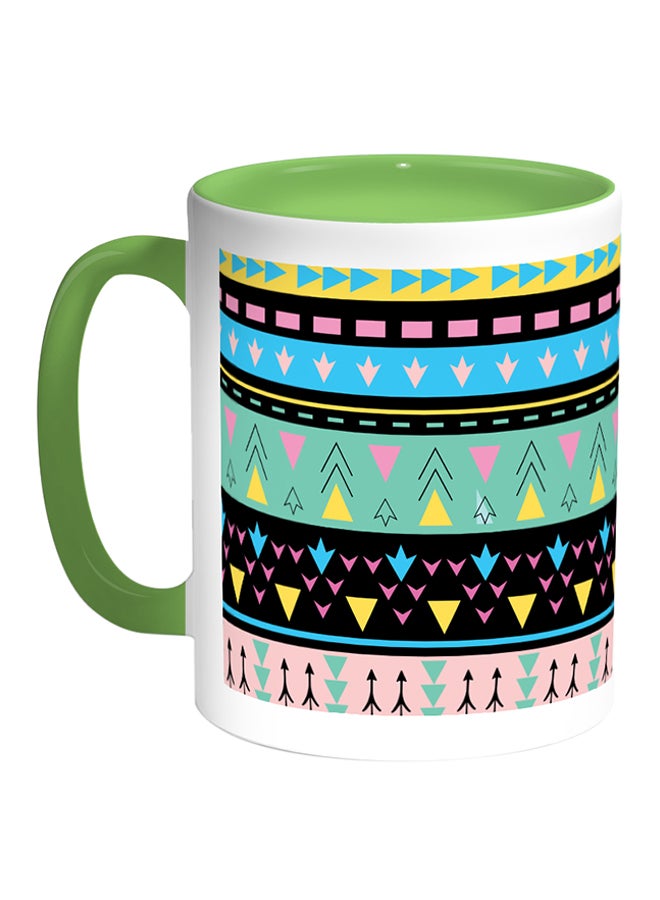 Decalac Decorative Drawings Printed Coffee Mug White/Green