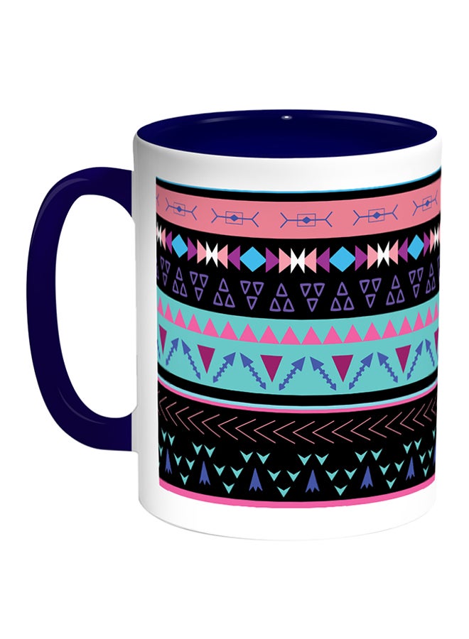 ديكالاك قدح قهوة - رسومات زخرفية أبيض/أزرق