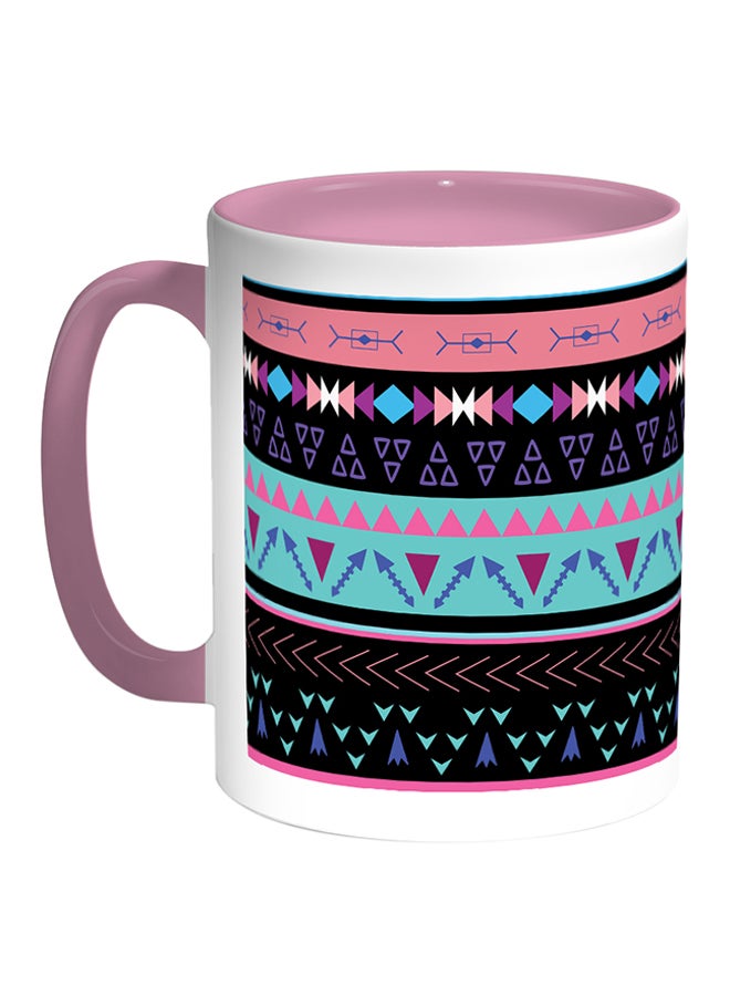 Decalac Decorative Drawings Printed Coffee Mug White/Pink