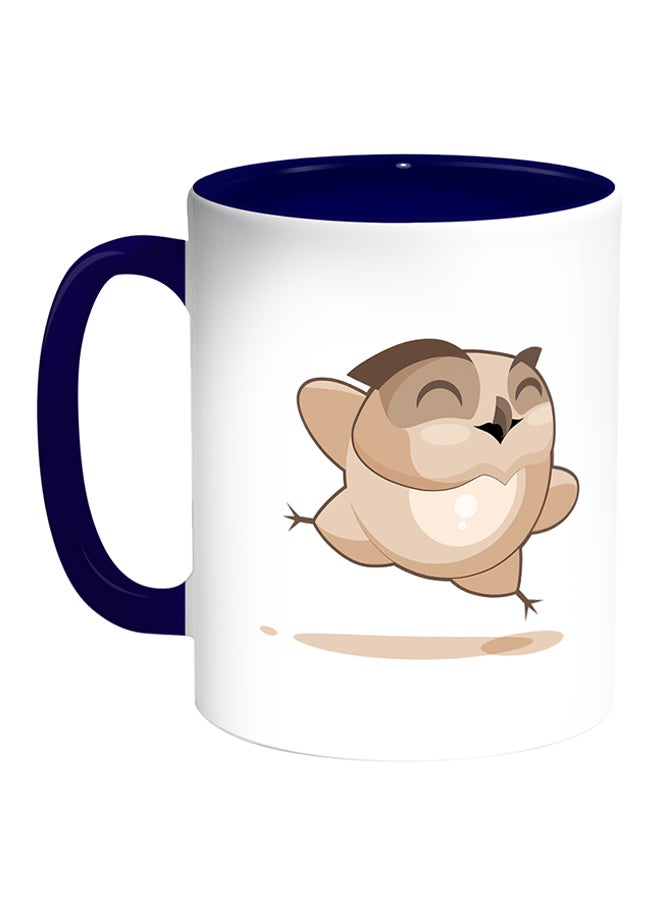 Decalac Owl Printed Coffee Mug White/Blue
