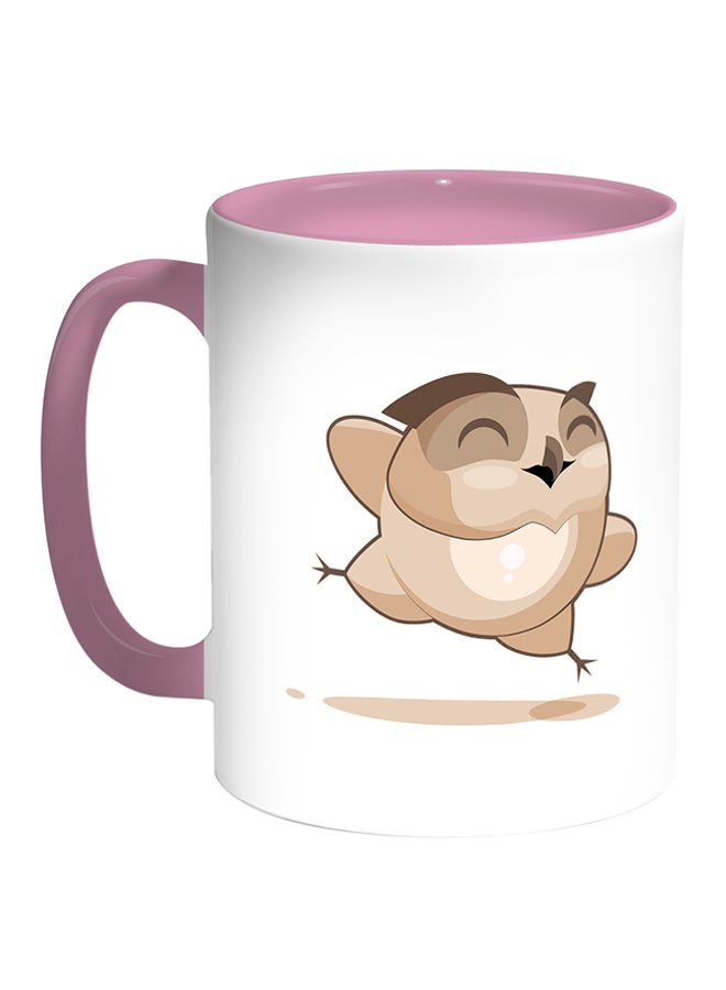 Decalac - Owl Printed Coffee Mug White/Pink - Image 1