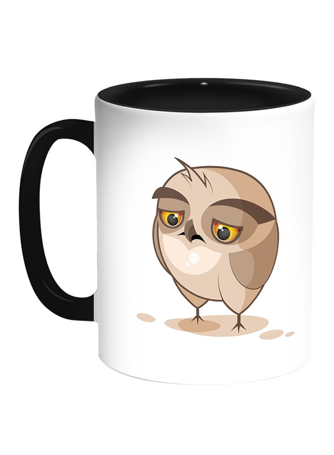 Owl Printed Coffee Mug White/Black