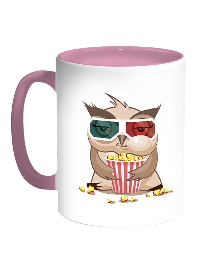 Decalac Owl Printed Coffee Mug White/Pink