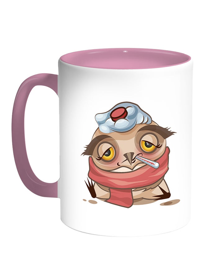 Decalac Owl Printed Coffee Mug White/Pink