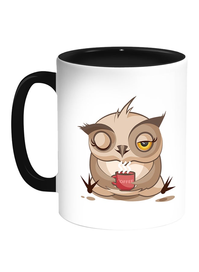 Decalac - Owl Printed Coffee Mug White/Black - Image 1