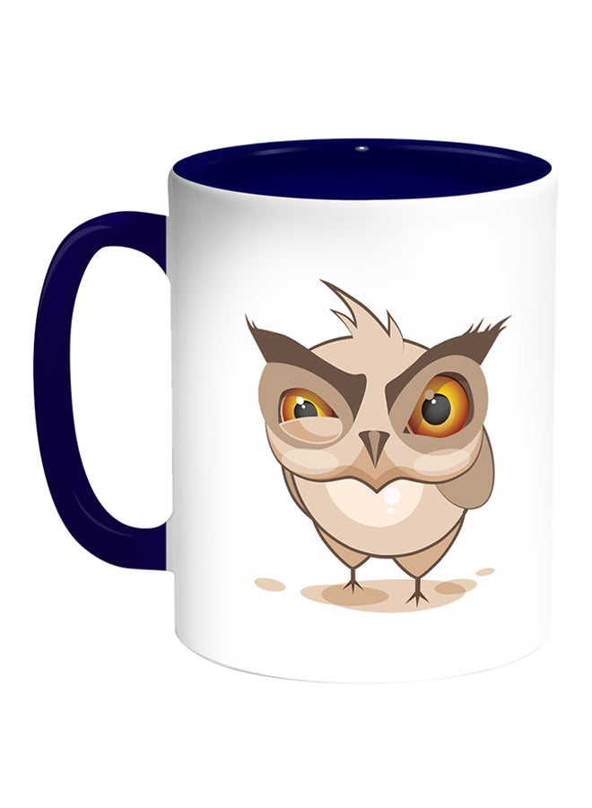 Decalac Owl Printed Coffee Mug White/Blue