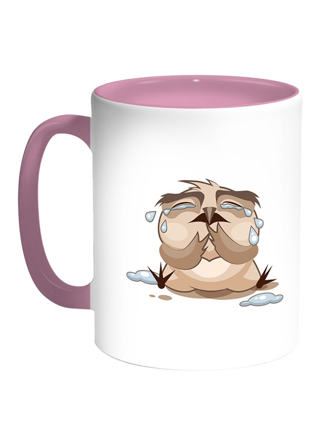 Decalac Owl Printed Coffee Mug White/Pink