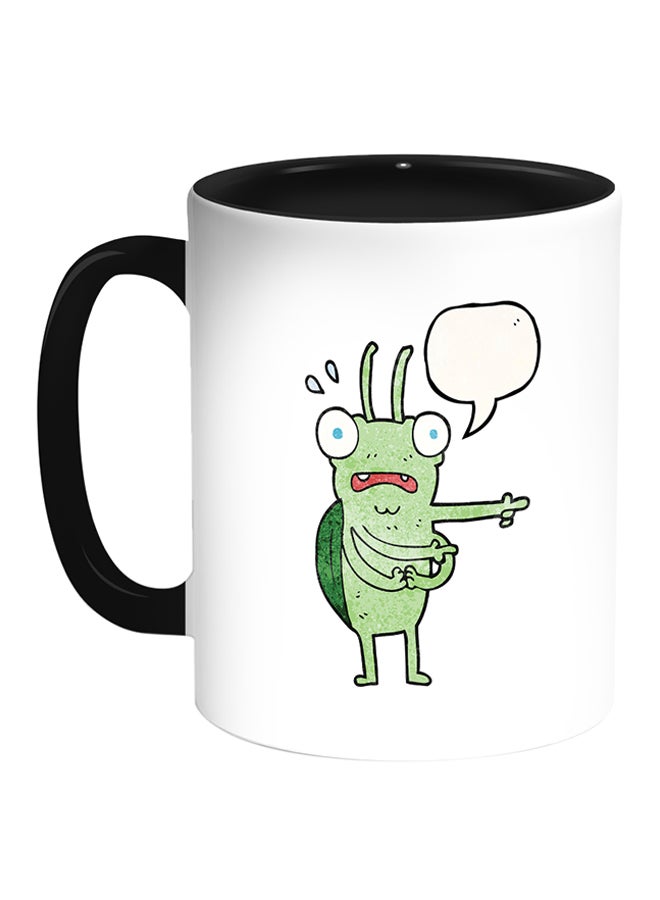 مج قهوة مطبوعة عليه صورة سلحفاة أبيض/ أسود