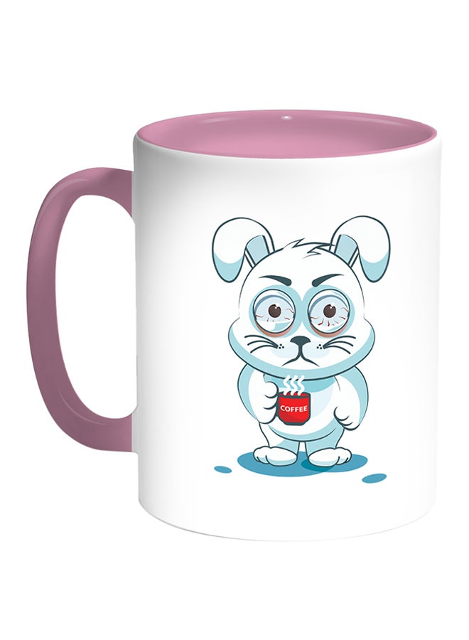 ديكالاك قدح قهوة برسمة أرنب أبيض/ وردي