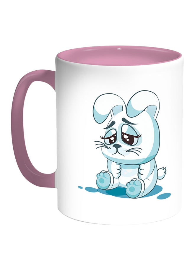 Decalac Rabbit Printed Coffee Mug White/Pink 