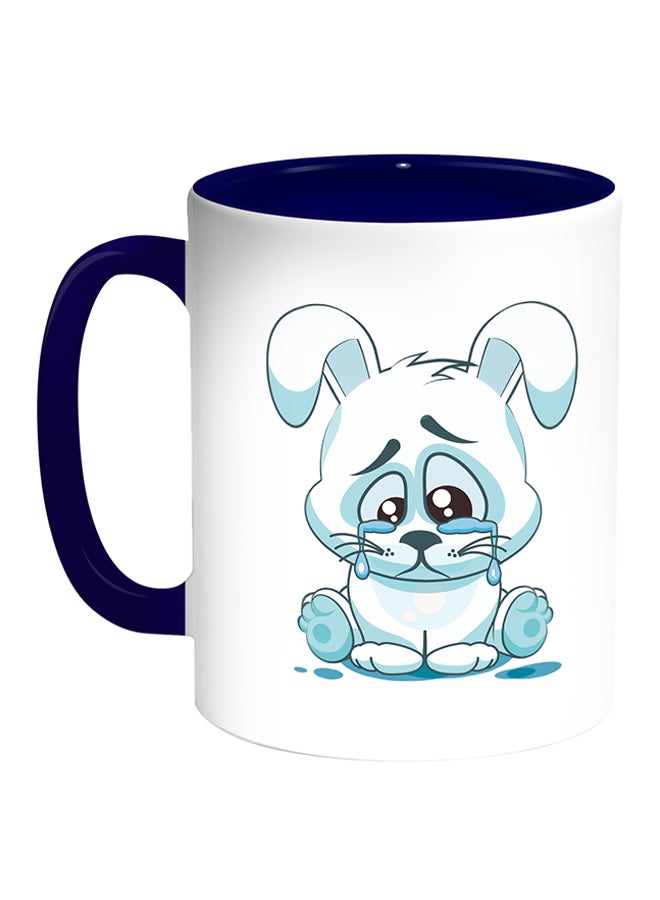 Decalac Rabbit Printed Coffee Mug White/Blue 