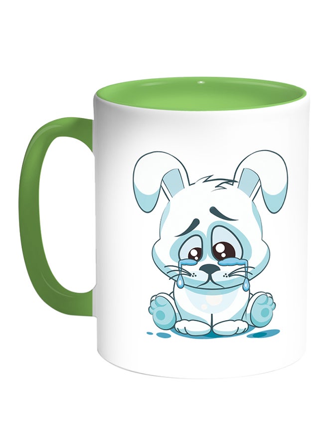 Decalac Rabbit Printed Coffee Mug White/Green 