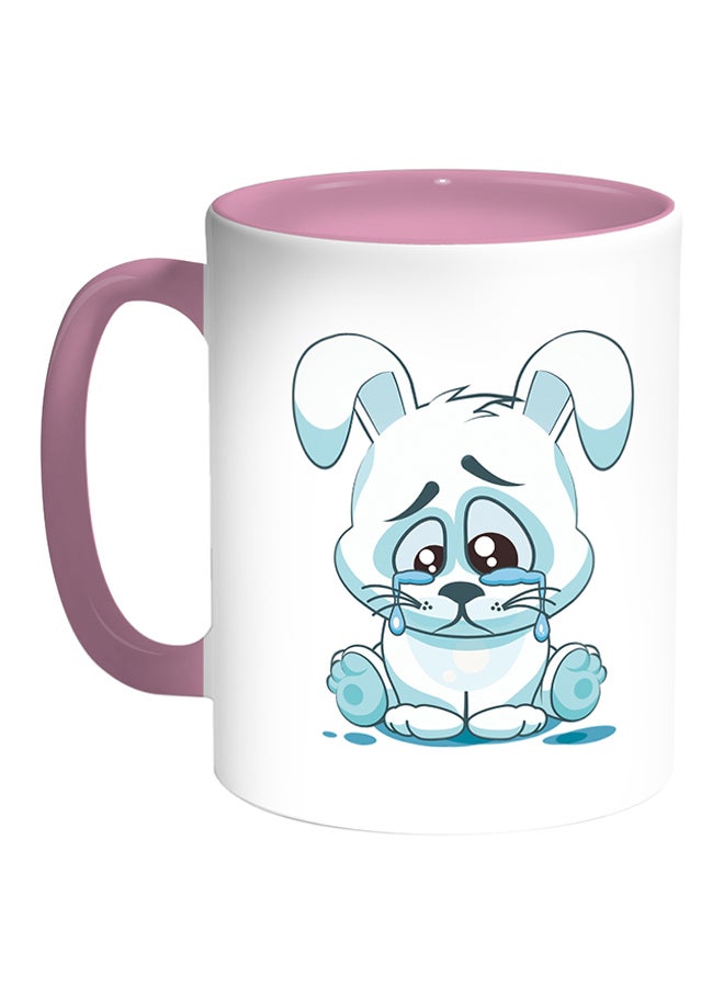 Decalac Rabbit Printed Coffee Mug White/Pink 
