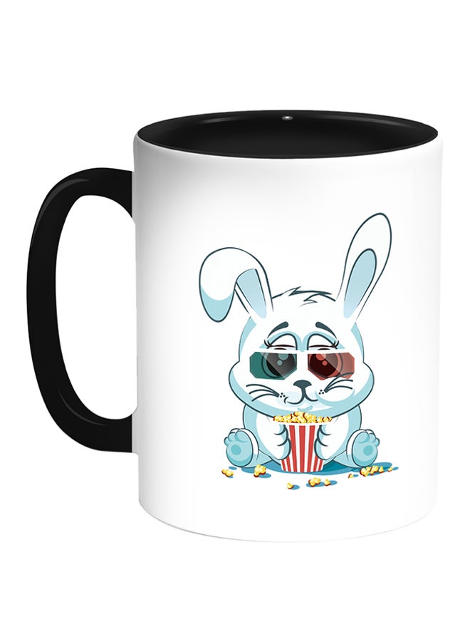 Decalac Rabbit Printed Coffee Mug White/Black 