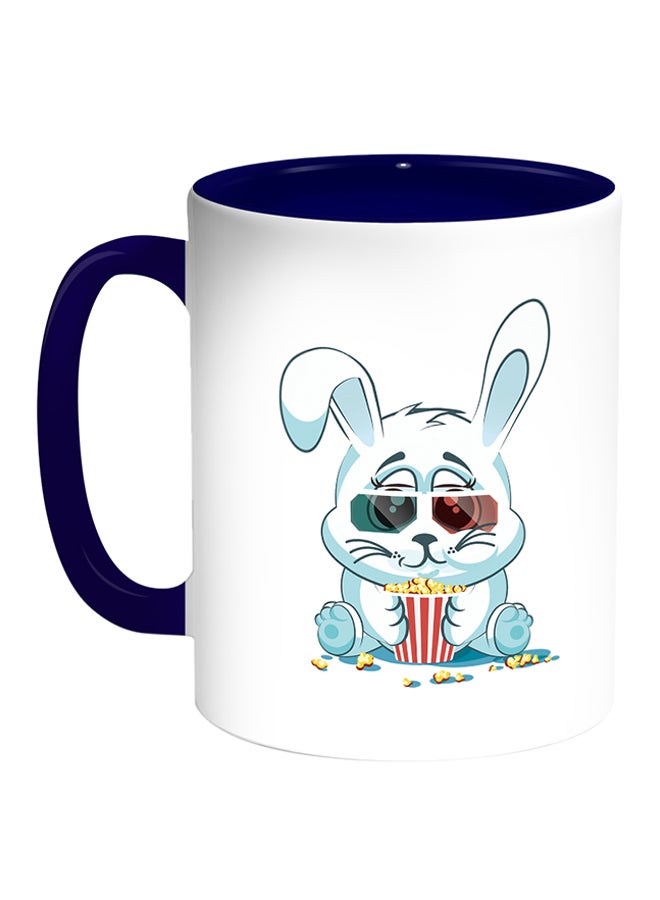 Decalac Rabbit Printed Coffee Mug White/Blue