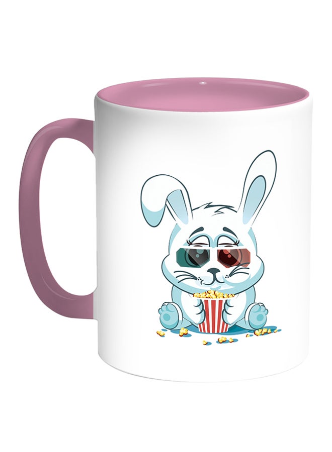 Decalac Rabbit Printed Coffee Mug White/Pink 