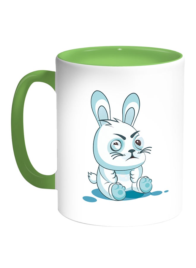 Decalac Rabbit Printed Coffee Mug White/Green 