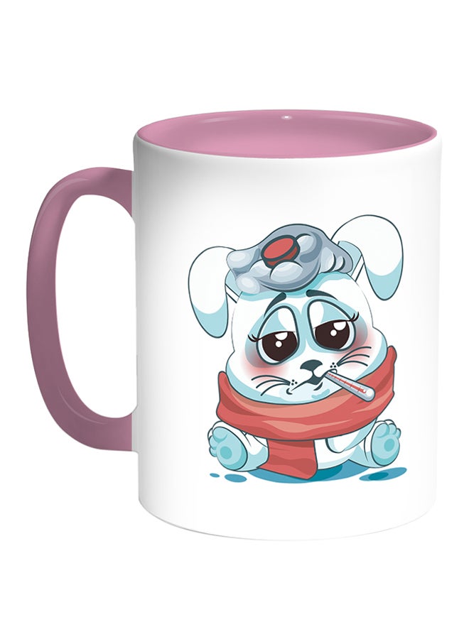 Decalac Rabbit Printed Coffee Mug White/Pink 