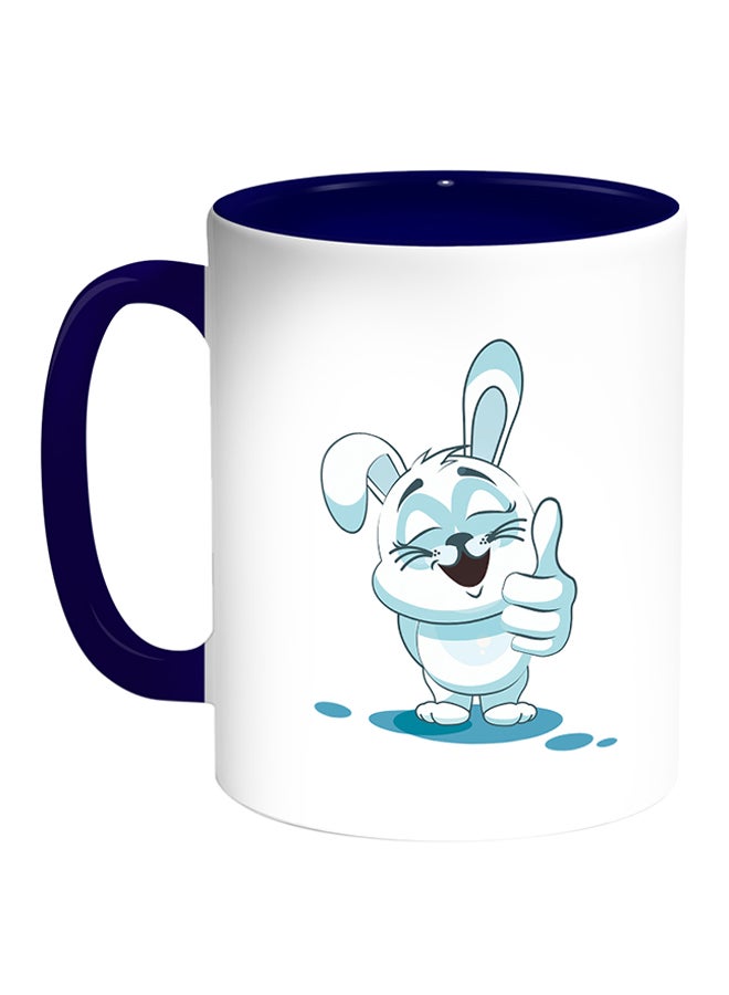 Decalac Rabbit Printed Coffee Mug White/Blue 