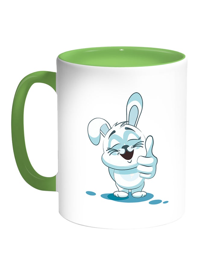 Decalac Rabbit Printed Coffee Mug White/Green 