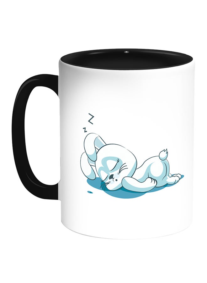Decalac Rabbit Printed Coffee Mug White/Black 