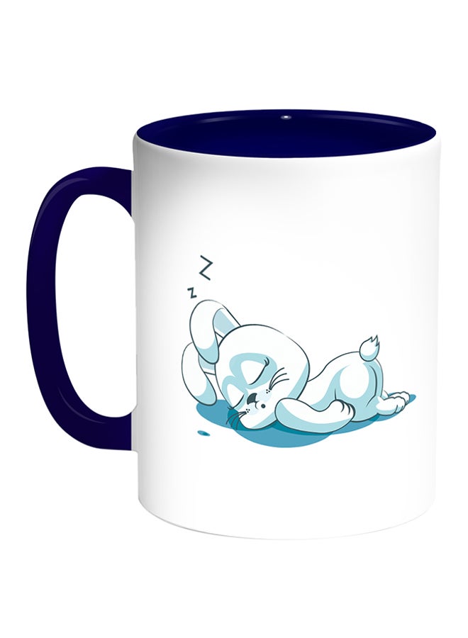 Decalac Rabbit Printed Coffee Mug White/Blue 