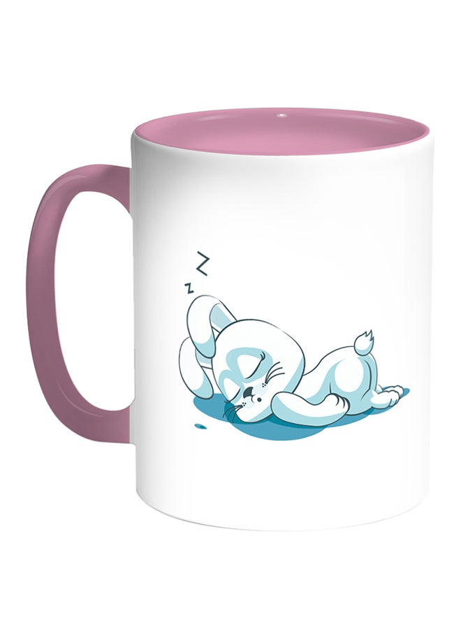Decalac Rabbit Printed Coffee Mug White/Pink 