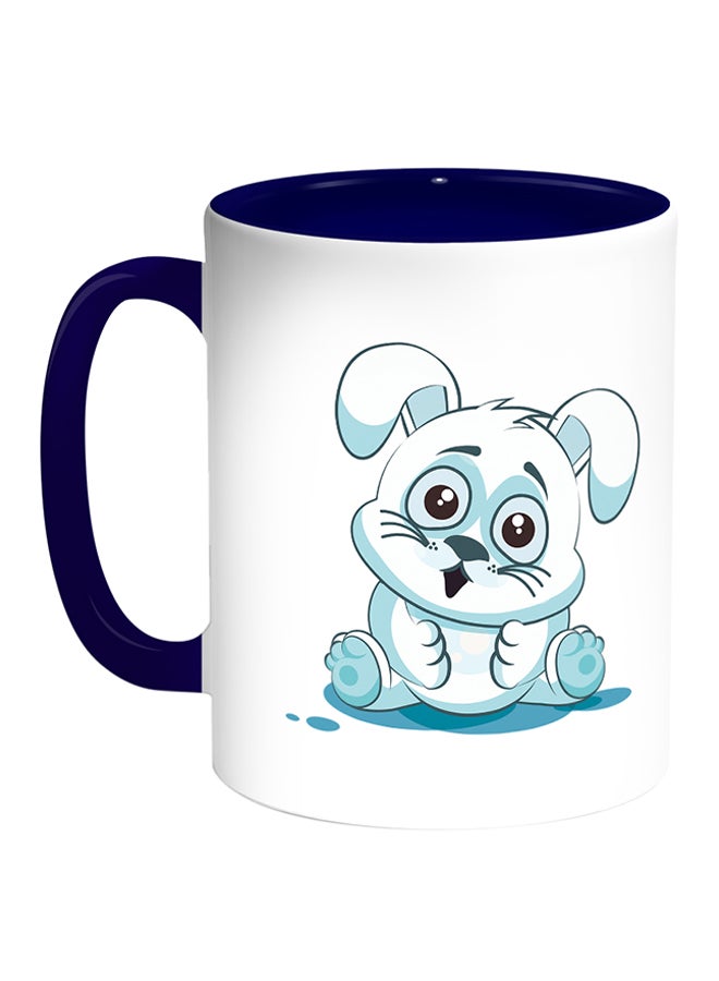Decalac Rabbit Printed Coffee Mug White/Blue 