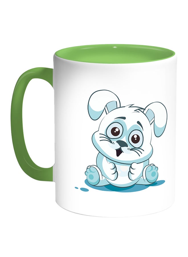 Decalac Rabbit Printed Coffee Mug White/Green 