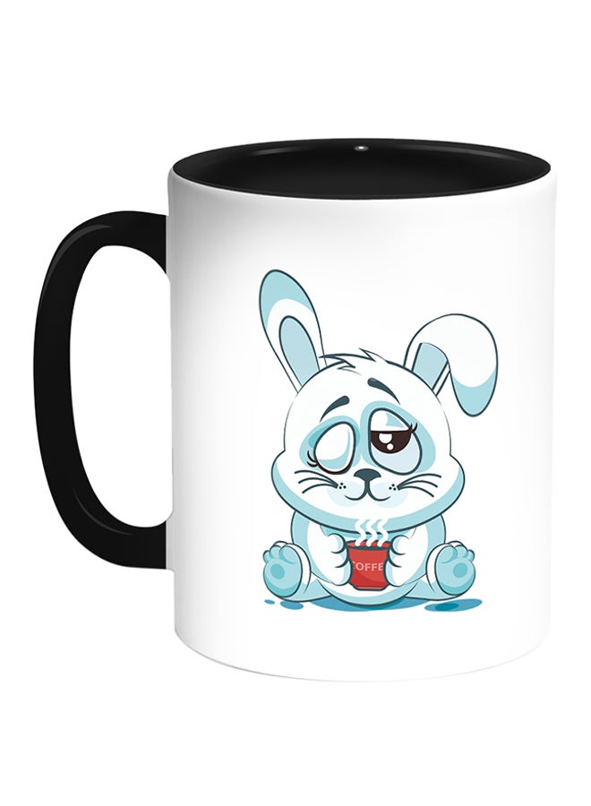 Decalac Rabbit Printed Coffee Mug White/Black 