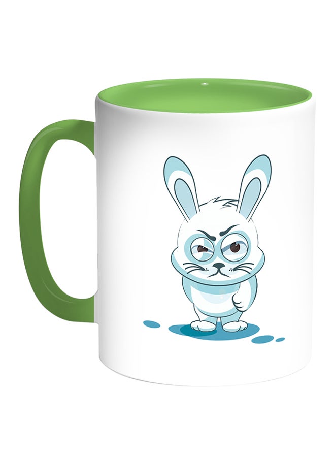 Decalac Rabbit Printed Coffee Mug White/Green 