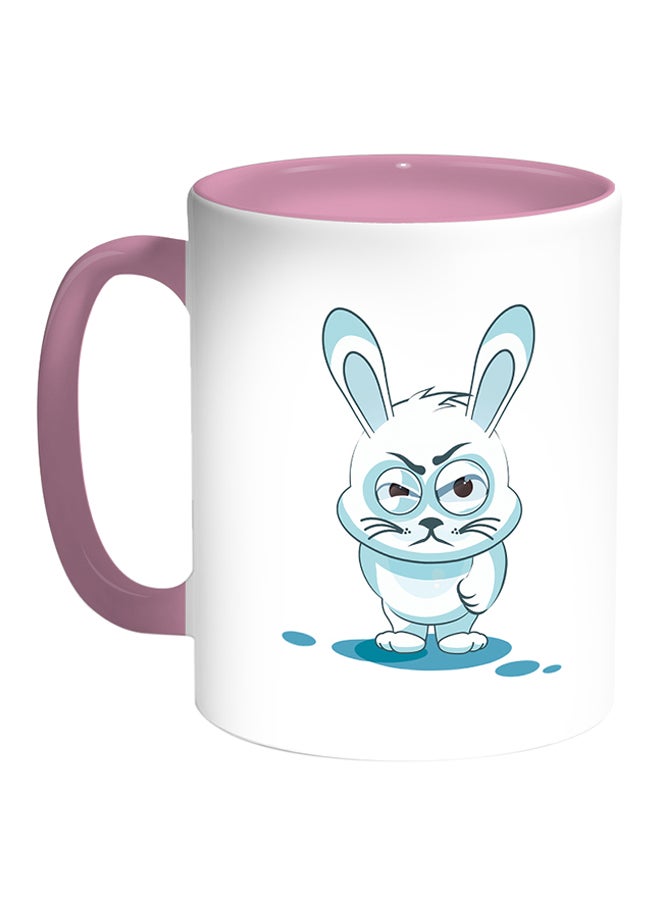 Decalac Rabbit Printed Coffee Mug White/Pink 