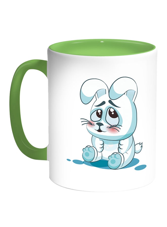 Decalac Rabbit Printed Coffee Mug White/Green 
