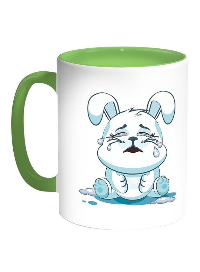 Decalac Rabbit Printed Coffee Mug White/Green 
