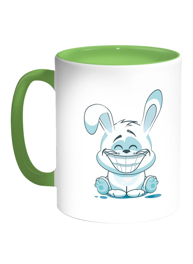 Decalac Rabbit Printed Coffee Mug White/Green 