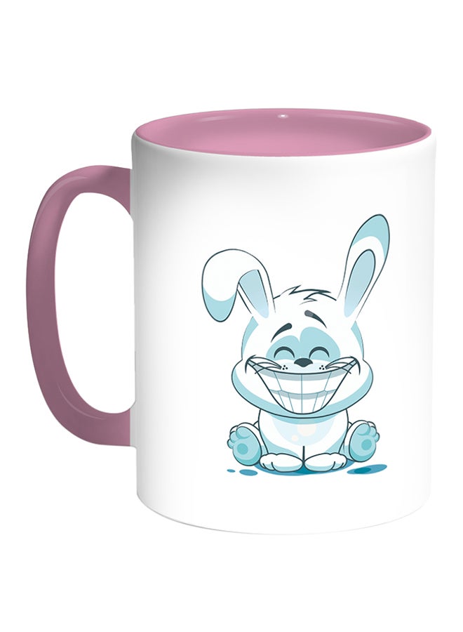 Decalac Rabbit Printed Coffee Mug White/Pink 