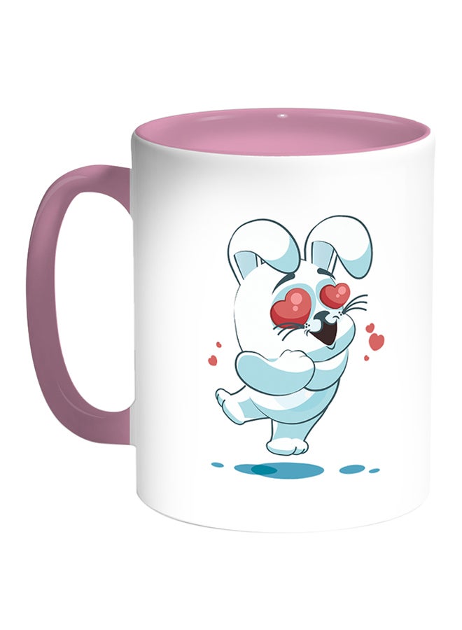 Decalac Rabbit Printed Coffee Mug White/Pink 
