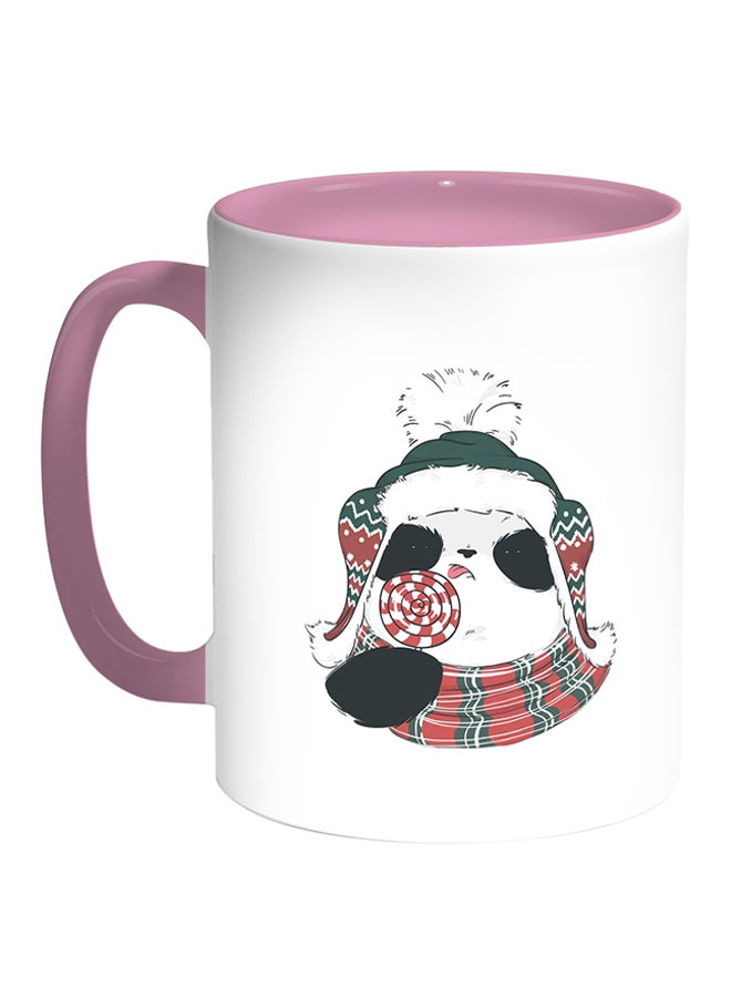 Decalac Teddy Bear Printed Coffee Mug White/Pink