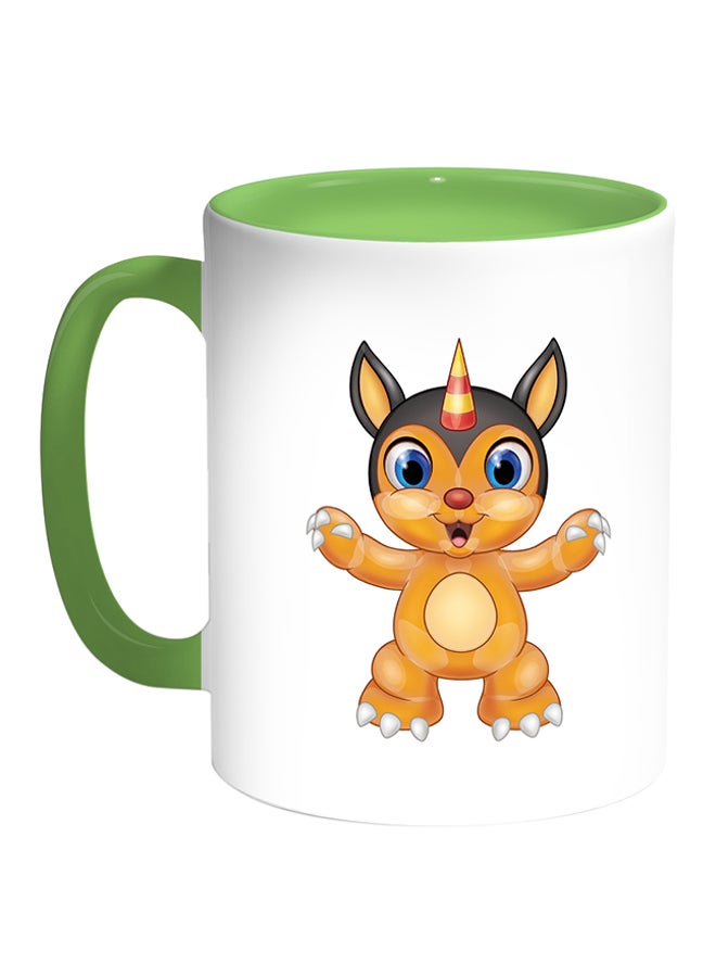 ديكالاك مج قهوة بطبعة شخصية كارتونية أبيض/أخضر