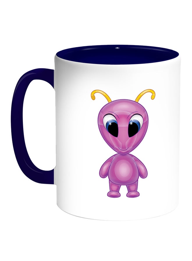 Decalac Cartoon Printed Coffee Mug White/Blue