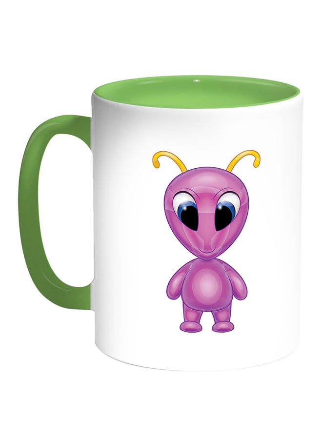 Decalac - Cartoon Printed Coffee Mug White/Green - Image 1