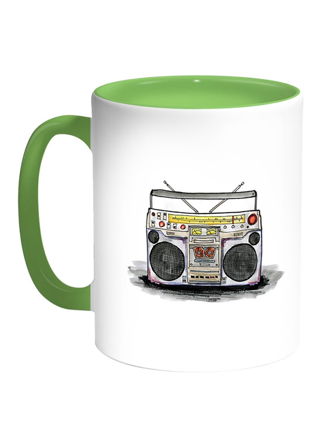 Old Tape Recorder Printed Coffee Mug White/Green