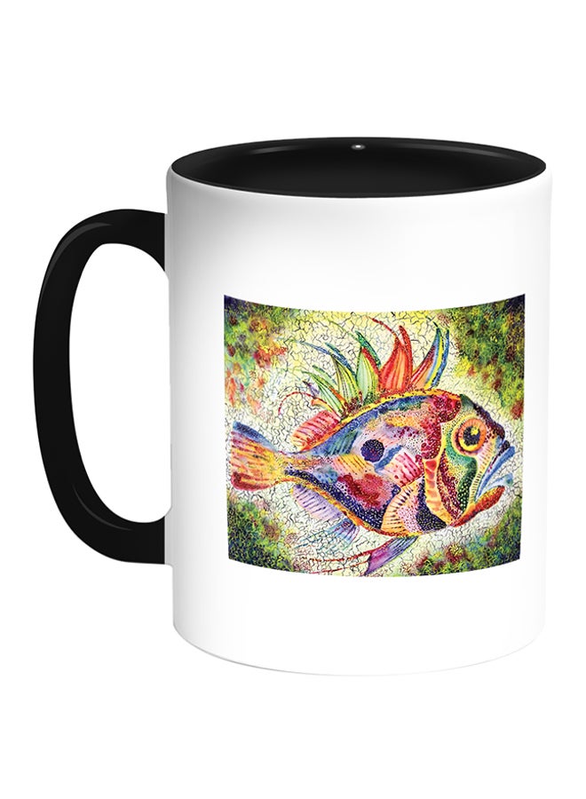 Decalac Colorful Fish Printed Coffee Mug White/Black