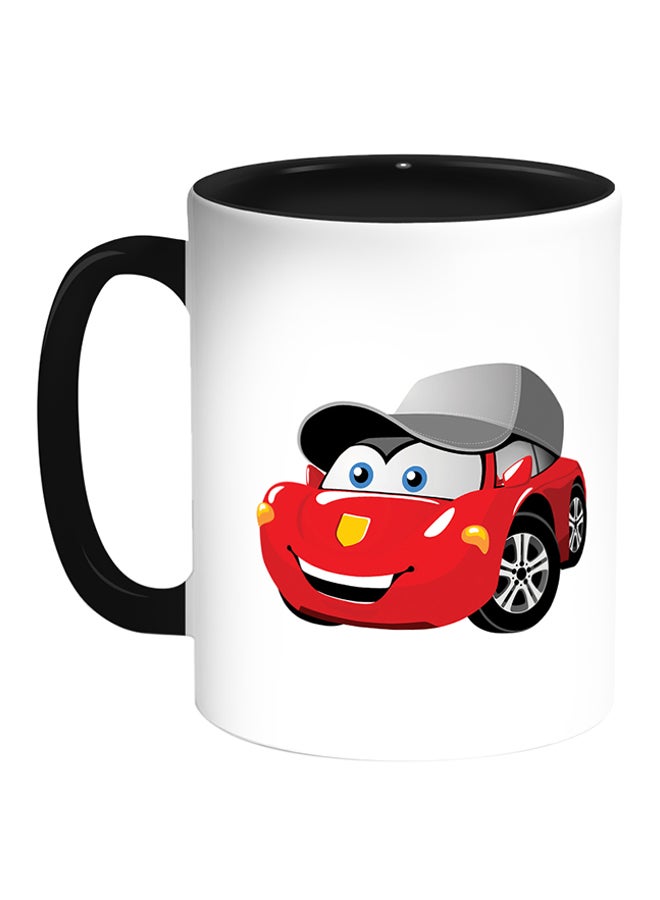 ديكالاك مج قهوة بطباعة سيارة أبيض/ أسود