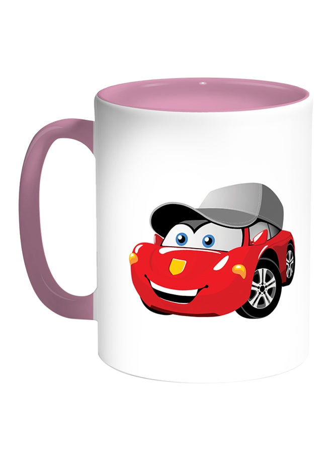 Decalac Car Printed Coffee Mug White/Pink