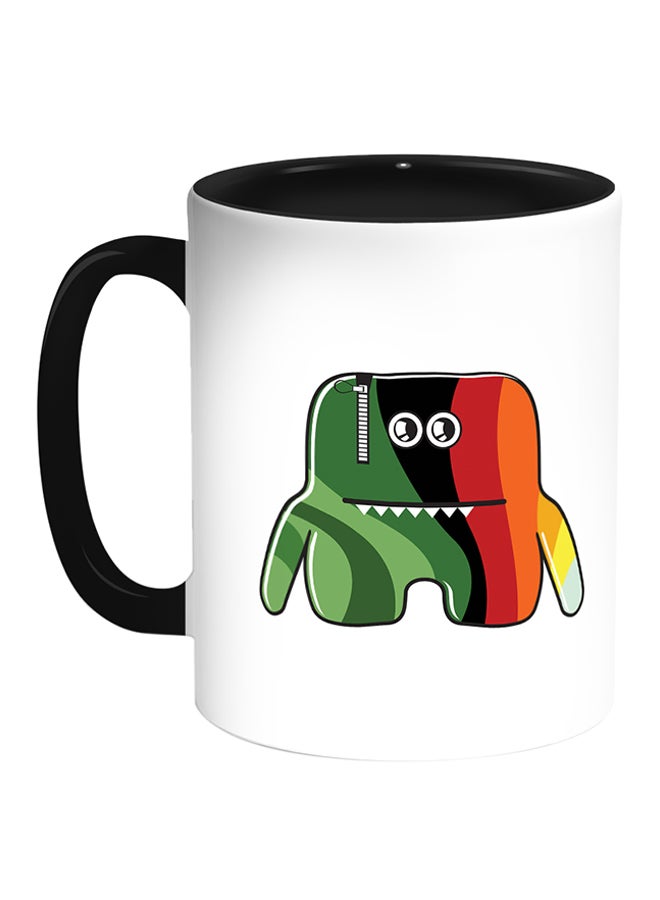 مج قهوة مطبوع عليه رسومات كرتونية أبيض/ أسود