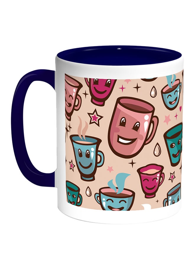 Decalac Cups Printed Coffee Mug White/Blue 