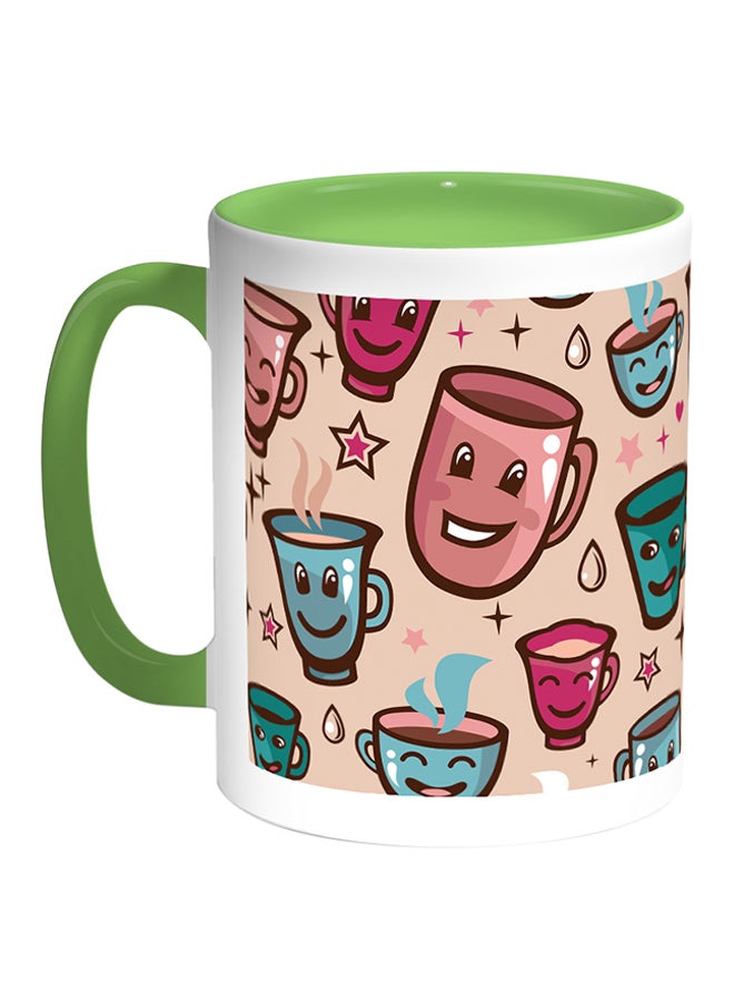 Decalac Cups Printed Coffee Mug White/Green 