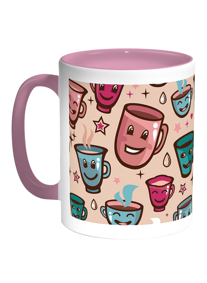 Decalac Cups Printed Coffee Mug White/Pink 