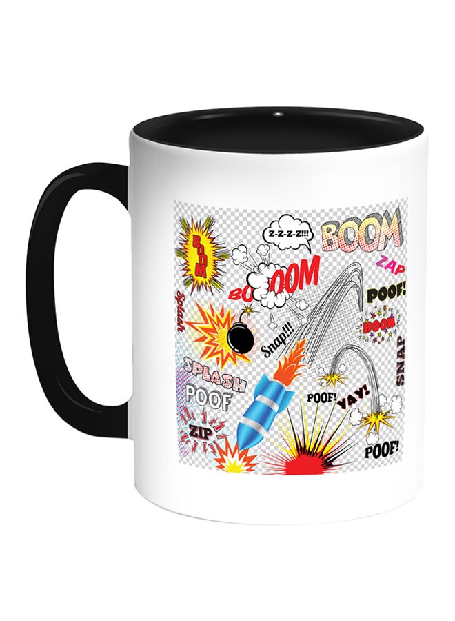 ديكالاك مج قهوة مطبوعة عليه رسوم لألعاب نارية أبيض/ أسود